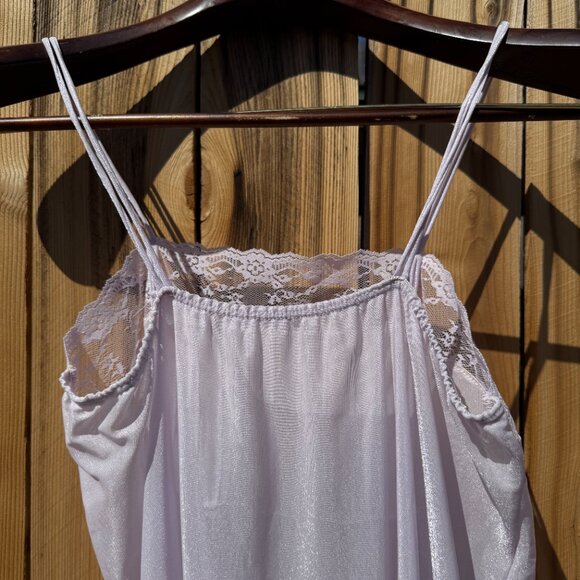 Vintage Nightgown 70s Undercover Wear Purple Empire Waist Sheer Negligee M/L - Picture 10 of 15